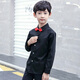 Children's clothing children's pure cotton long-sleeved white shirt black shirt boys long-sleeved dress autumn and winter plus velvet medium and large children's boys casual red shirt slim bow tie shirt red 140
