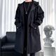 Lovren thickened cotton autumn and winter over-the-knee windbreaker men's cloak hooded fat loose coat mid-length handsome coat trendy brand black regular thickness 3XL (suitable for 175-210Jin Jin equals 0.5 kg)