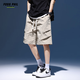 
Foss Phil shorts men's summer workwear trendy casual ice silk mid-trousers loose sports five-point pants 9906 khaki XL