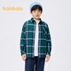 Balabala children's long-sleeved plaid shirt autumn and winter new style inner style college trendy boys and older children green and blue tone-00448 120cm