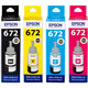 爱普生（EPSON）T672墨水套装L360 L351 L310 L365 L1300 L380 220 201连供墨盒 T672【黑*2 黄、青、红各*1 五支套装】