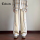 Cebrodz Frankreich bemalte Scimitar Jeans Frühling und Sommer Amerikaner Modemarke Herrenhosen Design Lose Wide-Big Hosen Weiß L.
