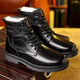 
Saimandie winter wool military hook cold-proof boots men's Martin boots genuine leather wool warm cotton boots high top layer cowhide wool boots 3519 black [Fur integrated flat bottom] 38