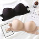 Full-length strapless bra, push-up, thickened small breasts, strapless Korean style wedding dress, invisible underwear for female students, skin color, size 90 transparent shoulder straps, one size fits all