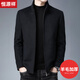 Hengyuanxiang Men's Business Woolen Coat Men's Short Windbreaker Men's Middle-aged Woolen Coat Jacket Dad Winter Wool Jacket 1 Black 175/92A