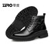 Botas de Martin Zero en invierno Nuevo Lace-up negro más Velvet Botas de cuero cálido Botas gruesas Suelas al aire libre Negro 40 40