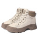 Cupald Cowide Martin Boots Frauen 2025 Frühling Neue Frauenschuhe Frauenstiefel Dicke Absatz Kurzstiefel Lederschuhe Lederstiefel Martin Schuhe Frauen Milch Tee/No Fleece (Standardgröße) 37