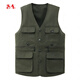 Xidong (XIDONG) Spring and Autumn Middle-aged and Elderly Men's Vest Dad Large Size Multi-Pocket V-neck Casual Horse Clip Photography Fishing Vest Khaki [Spring and Autumn Style] 195 Size [Suggested 105-130 Jin [Jin equals 0.5 kg]]