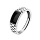 Mu silk obsidian ring 925 silver men's niche high-end exquisite cold wind drop glaze jewelry opening epoxy checkerboard sterling silver ring (size adjustable)
