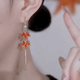 Idel red maple leaf earrings for women 2025 new trendy high-end long tassel retro light luxury design earrings Maple leaf ear hook style E2551