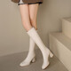 Meilue (Meilue) Frauenstiefel 2025 Herbst und Winter neue Modestiefel High Stiefel Frauen Single Stiefel Lange Stiefel Frauen High Heel Boots Lederstiefel Frauen Lange Stiefel 9926 Beige/High Heel 7cm 38