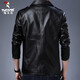 Woodpecker Leather Men's Jacket 2025 Autumn New Leather Jacket Men's Imitation Leather Jacket Business Slim Trendy Motorcycle Jacket Men Black XL