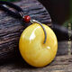 DL 1998 Fat Donglai same style beeswax safety buckle pendant natural Russian material white flower chicken oil yellow amber men and women necklace hanging diameter about 45mm