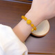 Holy glass golden yellow beeswax carved small shoe tassel bracelet showing white Nepal amber bracelet ancient retro style jewelry for women beeswax small shoe tassel bracelet