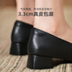 Lu shinan zapatos de trabajo negro para mujeres en primavera y otoño nuevo tacón grueso zapato de piel de oveja cómoda zapatilla de trabajo suave y suave zapatos de tacón de abuela retro tacón medio de 3.3 cm (699) 36