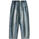 
Huatianmu Fatty Large Size Autumn and Winter Plus Fleece Jeans Hong Kong Style Knee Ripped Jeans Men's Loose Straight Beggar's Cropped Pants HK11991 Denim Blue Plus Fleece 28 95~110Jin [Jin equals 0.5 kg] Can be worn