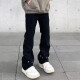 7家优品美式复古水洗牛仔裤男宽松高街直筒hiphop设计感痞帅百搭情侣裤子 SXNZ-7029黑色 2XL