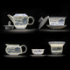 SUSHI CERAMICS National Trend Blue and White Kung Fu Tea Set Water Storage Tray Three-Cai Cover Bowl Teapot Thin Body Teacup Large Set Gift Box J0429