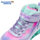 Skechers斯凯奇儿童秋冬保暖运动鞋舒适闪灯休闲棉靴302677L 677L薰衣草色/多彩色/LVMT 32