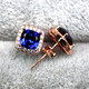 Door guest pillow-shaped square tanzanite sapphire earrings for women sterling silver diamond-set temperament blue tanzanite earrings colored gemstone jewelry white gold / 1 pair
