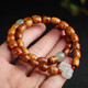 Yueyin Baichuan Huanghuali bracelet for men and women, Buddhist bead bracelet with Hetian jade auspicious cloud, good luck and good luck, about 9*7mm