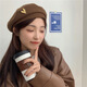 Beret Winter Korean Style Autumn and Winter Woolen Beret Women's Retro Versatile Fashion Love Metal Painter Hat Chestnut Brown M (56-58cm)