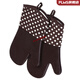 Insulation gloves, industrial heat-resistant high temperature 500 degrees, 2 commercial microwave oven anti-scalding clips, extended thick baking insulation silicone industrial gloves, long black pair, length 32CM