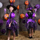 Stoffkatze Halloween Kostüm Kinder 3-12 Jahre altes Mädchen Prinzessin Kleid Halloween Little Witch Kleidung Masquerade Show Rock + Hut + leuchtender Rock + Kürbisbeutel 160 cm