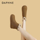 达芙妮（DAPHNE）雪地靴女冬季2024新款面包鞋厚底百搭靴子女加绒加厚棉鞋 驼色 跟高2.5cm 35 标准尺码