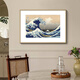 爱麒神奈川冲浪里原木风海浪挂画客厅餐厅装饰画民宿酒店玄关日式壁画 ZFL759款：東海道 整体尺寸：80*110cm 红木色实木框升级款细框