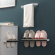 
QUNEST Bathroom Slipper Rack No Punching Bathroom Wall-mounted Storage Shelf Toilet Wall-mounted Rack Bathroom Storage Shelf Black [Long Style - Total Length 695mm]