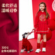 Levi s Levis children's clothing girls pure cotton terry dress 2025 zodiac style children's Spring Festival clothes super red 110/52 recommended height 98-104cm
