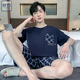 妤印睡衣男夏季棉质薄款短袖短裤可外穿休闲男士加大码凉感家居服套装 9928# L 【建议100-120斤】
