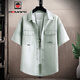 AEMAPE American retro short-sleeved shirt for men 2024 new summer thin fashion wash old denim shirt jacket T698 black 2XL (about 150~170Jin [Jin equals 0.5 kg] can be worn)
