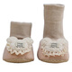Chuangjingyi elige zapatos y calcetines para bebés para bebés, suelas suaves, zapatos delanteros, zapatos y calcetines de bebé de 0-1 años, sin zapatos para caer en primavera y otoño 6 oso de encaje blanco, longitud interna de 12 cm, talla 13 recomendado para bebés 8-13 meses