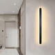 FENGLANQ light luxury minimalist one-word long wall lamp living room grille line TV background wall lamp simple bedroom bedside lamp black acrylic 80cm three-color variable white light + warm light + medium light