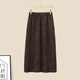 She pool plus velvet skirt 2025 winter new women's textured elastic waist slit mid-length skirt