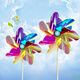 Hi walk laser colorful windmill atmosphere feeling big windmill children's toys colorful small windmill park kindergarten decoration props 18cm [7 leaves 7 colors] 30 wooden poles