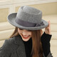 Zunti hat women's autumn and winter wool woolen hat rolled edge flat top retro bow British versatile casual fashion hat black one size