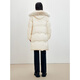 PEACEBIRD Women's Fox Fur Collar Mid-Length Down Jacket Women's Soft Hooded Warm Horn Button Jacket Off-White S