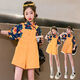 RAFT CORE 80 90S Hong Kong Relling Relling Relling Traje de niñas 2024 Summer Nuevo traje de naranja de color naranja de estilo retro para niños de verano