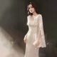 Noliti Bankettkleid Damen 2025 Neues Stil Temperament Langarm jährliche Meeting Gastgeber Langes Fisch Rückgang Luxus Nische High-End-Champagnerfarbe Long XL