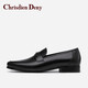 Chrisdien Deny imported men's shoes, calfskin lace-up formal shoes, business leather shoes, commuter derby shoes, black GAG9201N1J 42 (260mm)