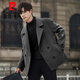 Pierre Cardin high-end double-sided woolen coat for men 2025 new winter woolen coat short double-breasted thickened woolen gray 3XL 190