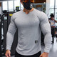 Lutielang sports long-sleeved fitness clothes T-shirt bottoming shirt men's elastic quick-drying muscle training running top gray XL
