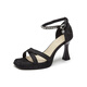 Daphne high heel sandals for women 2025 summer new one-liner straps for outer wear rhinestone temperament fashion shoes for women versatile women shoes black 37