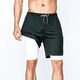 Running shorts two-in-one marathon men can put mobile phones with double layer lined sports American fake two-piece basketball 9904# green M 4XL (190c175-190Jin [Jin equals 0.5 kg])