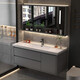 
Huangshengjin smart bathroom cabinet ceramic integrated basin wash basin cabinet bathroom bathroom wash basin cabinet simple wash basin cabinet combination light luxury gray + smart mirror cabinet half + ceramic basin 80cm