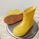 Yunshun Rain Shoes Women's New Rain Boots Cute Overshoes Water Shoes Water Boots Women's Rubber Shoes Parent-child Lightweight Medium Tube Fashionable and Cute Rubber Short Rear Lifting Push Solid Yellow 2.5cm 37