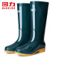Huili Regenstiefel Frauen Regenstiefel Wasserstiefel im Freien wasserdicht und nicht leicht zu rutschen Komfort OverShoes HL813 hohe Rohr dunkelgrün Größe 38 38
